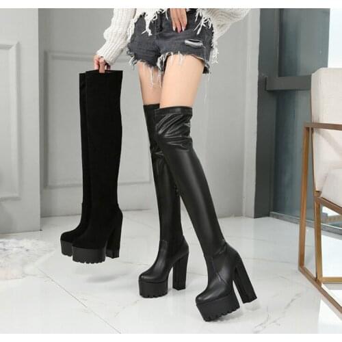 European and American fashion over the knee boot 2019 new stovepipe women boots 15 cm super high with long boots sexy high boots