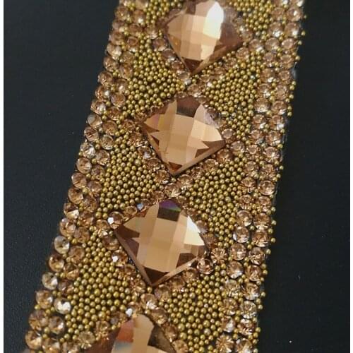 1Yard Beaded Rhinestons Trim Iron On Crystal Ribbon Wrap Trim Sewing Accessories DIY Craft Wedding Party Decoration