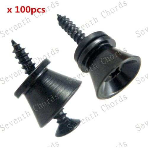 100Pcs/lot Black Guitar Bass Strap Lock StrapLock locking pegs Pins metal end Guitar Strap buttons for Guitar Bass Ukulele