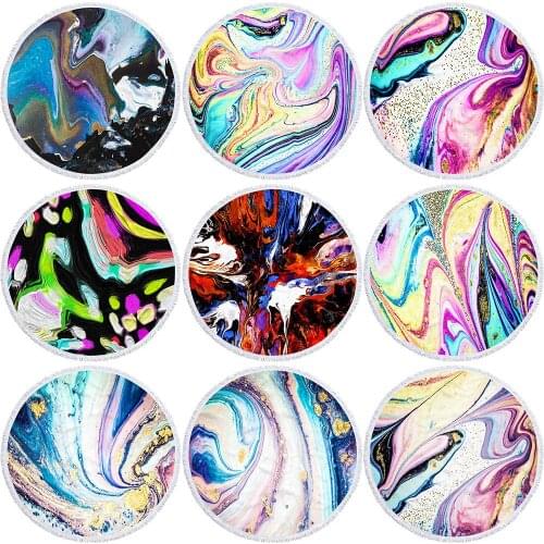 150cm Enlarged Fitness Mat Yoga Mat Gym Exercise Mat Round Colorful Print Tassels Summer Beach Carpet Blanket Towel Shawl