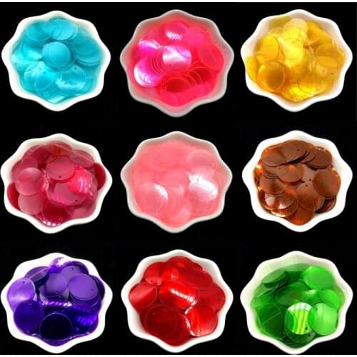 20mm Transparent Sequin Flat Round Loose Sequins PVC Paillettes Sewing Wedding Crafts DIY Women Garments Accessories 200pcs