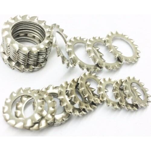 200pcs M8 M10 M12 Zinc Plated External Serrated Shake-proof Washer Lock Washer External Toothed Gasket Washers