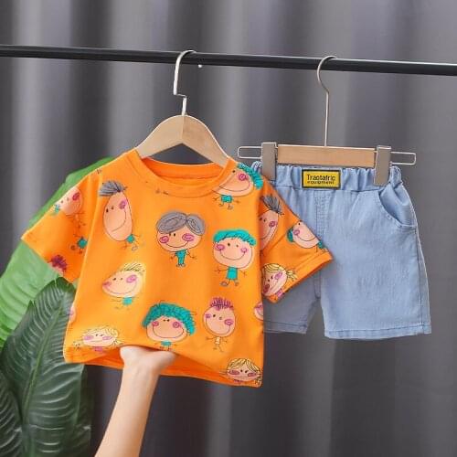 2021 Retail 2pcs Boy Cartoon Tops + Short boys clothing baby boy sets kids suits more color choosing free shipping AA85