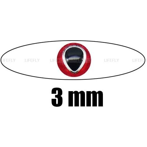 3mm 3D Red.Silver, Tear Drop Pupil / Wholesale 800 Soft Molded 3D Holographic Fish Eyes, Fly Tying, Jig, Lure Making