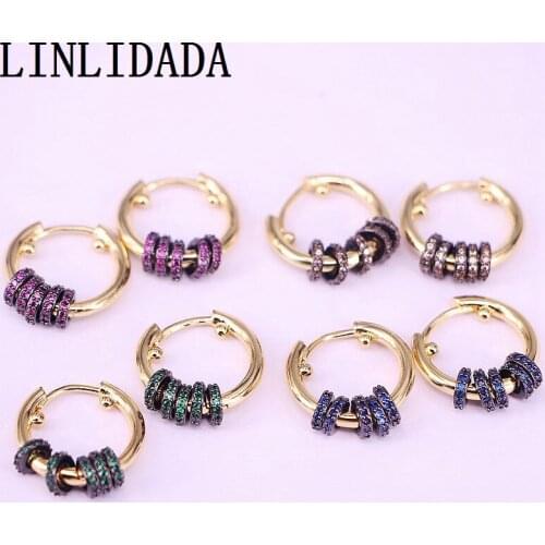5Pair 18mm Colorful Cubic zircon Hoop with floating circle beads elegance gorgeous women earring