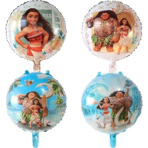 50pcs 18inch round Moana Balloons Cute Princess Aluminum Foil Balloons Birthday Party Decorations Party Supplies Kids toys