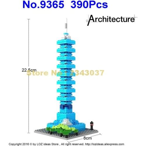 9365 390pcs Taipei 101 Tower World Famous Architecture Diamond Building Blocks Toy