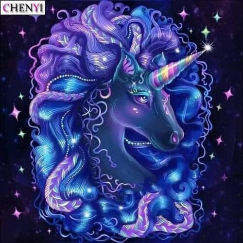 CHENYI 5D DIY Diamond Painting Unicorn Full Round/Square Diamond Embroidery Cross Stitch Needlework Animal Art Crafts Home Decor