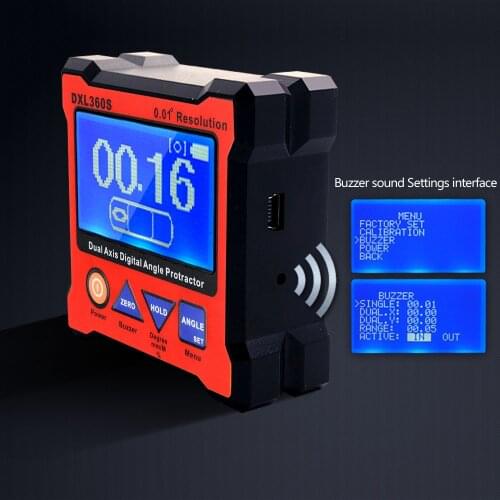 DXL360S Professional Dual-axis Digital Display Level Gauge Dual Axis Digital Angle Protractor with 5 Side Magnetic Base