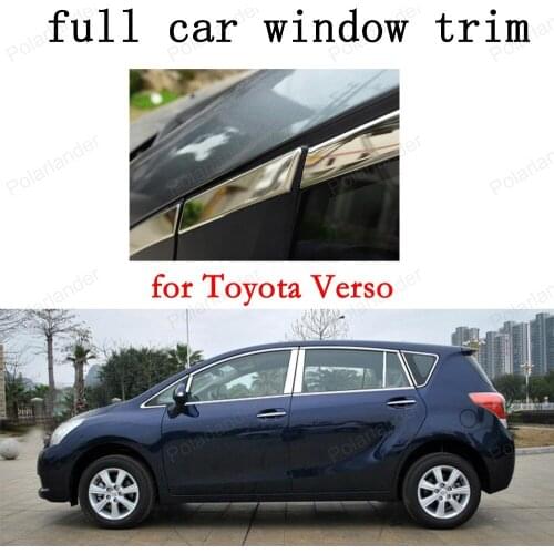 Full Window Trim Decoration Strips Car Exterior Accessories for Toyota Verso Stainless Steel with center pillar