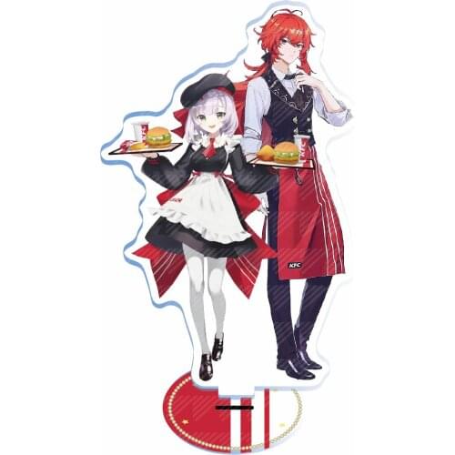 Game Genshin Impact Joint KFC Alien World Cosplay DIY Stand Card Anime Project Acrylic Sculpture Diluc Noelle Maid Decoration
