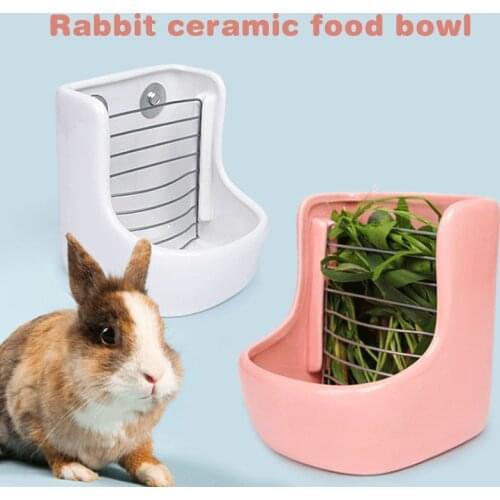 Ceramic dual-purpose food bowl can be fixed to the rabbit grass stand, fixed anti-turning chinchilla rabbit food bowl