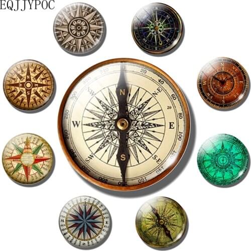 Steampunk Compass 30 MM Fridge Magnet Archaeology Tour Glass refrigerator magnets message board fridge sticker Home Decor Gifts