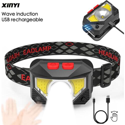 Powerfull LED Headlamp Built-in battery Rechargeable LED Headlight Body Motion Sensor Head Flashlight Camping Torch Light Lamp