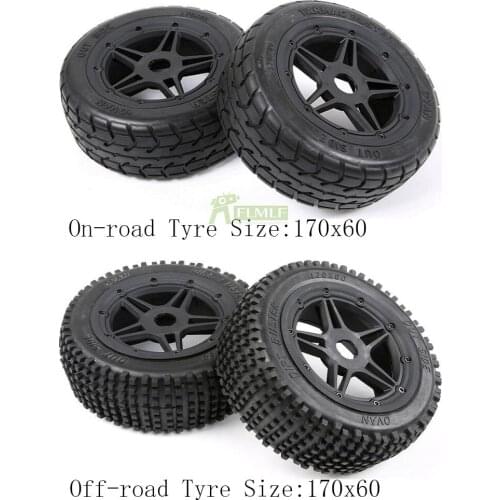 On-road Wheel Tires & Off-road Racing Tyres Assembly Kit with Super Star Wheel Hub Set for 1/5 Rovan F5 MCD XS5 RR5 Rc Car Parts