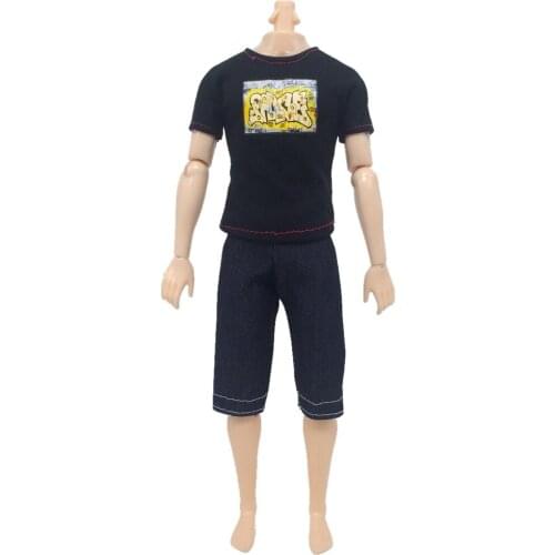 New doll clothe set suit black T shirt + jeans casual fashion sportswear for 1/6 doll ken