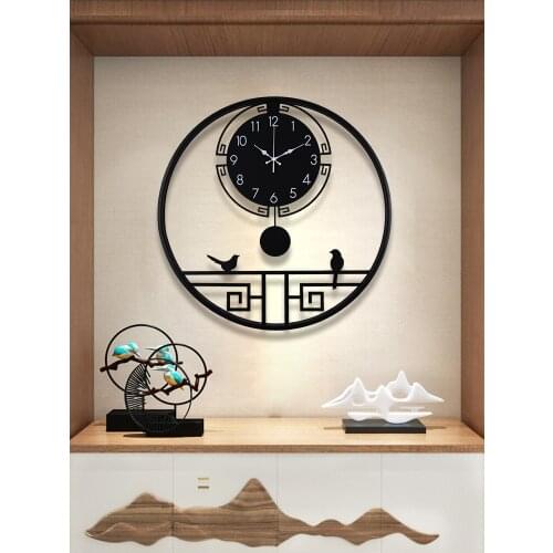 New Chinese Metal Wall Clock Living Room Decoration Pendulum Clock Modern Design 60cm Wall Decor