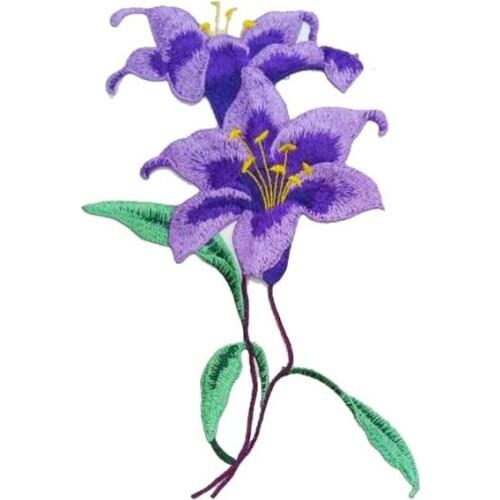 Orchid Lily Flower Embroidery Cloth Stickers Ethnic Clothing Hanfu Cheongsam Cloth Stickers DIY Hole Patching Cloth Stickers