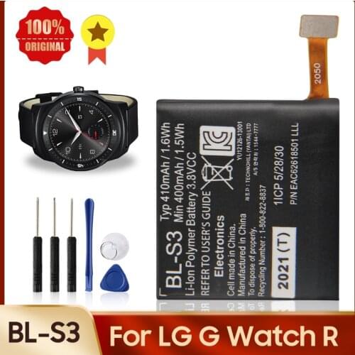 Genuine Replacement Battery BL-S3 for LG G Watch R W110 W150 Smartwatch Original Watch Battery +tools 410mAh
