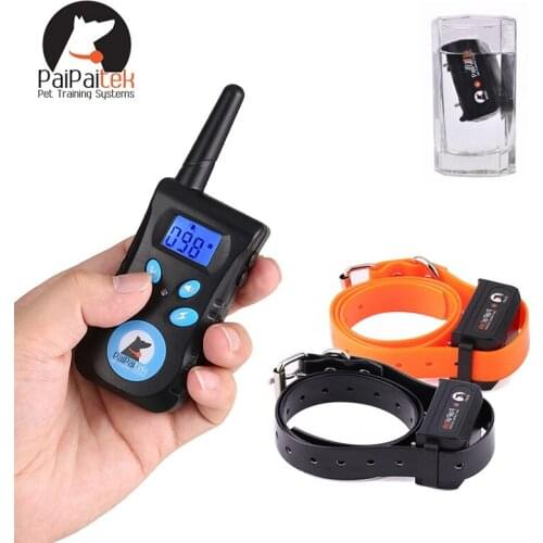 PaiPaitek Electric Dog Training Shock Collar Large Dog Training Collars 500m Waterproof Remote Training Collar Bark Dog Collar
