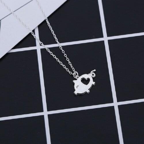 Personalized Cute Pig Heart Necklace Animal Pet Jewelry Gift for Animal Protector Lover Zodiac Charm Pig Cute Pet Unique Jewelry