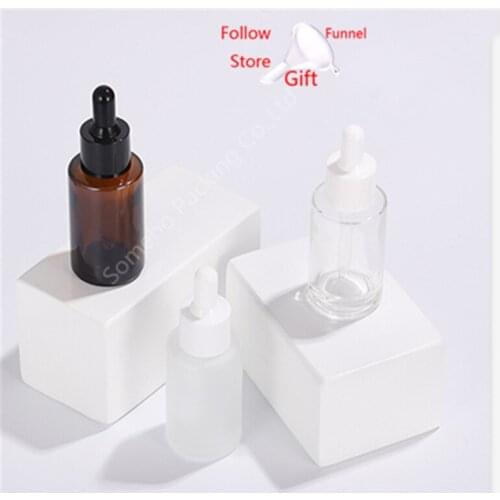 20ml 30ml transparent,amber,froste flat shoulder essence bottle essential oil bottle original dropper bottle Glass Senior Bottle