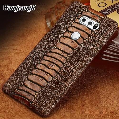 Luxury cowhide phone case for LG G7 ostrich foot texture phone case Genuine leather half-pack phone protection case