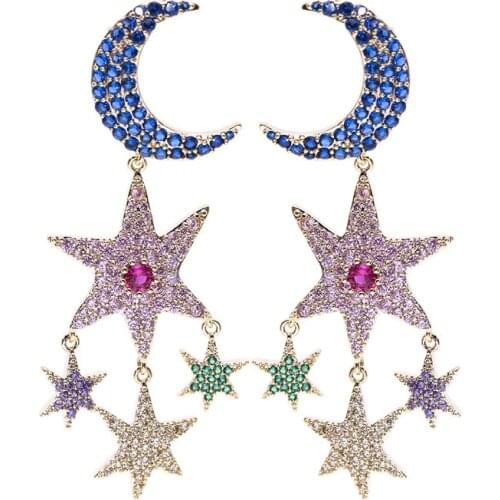 Europe and America Statement Star Moon Earrings For Women