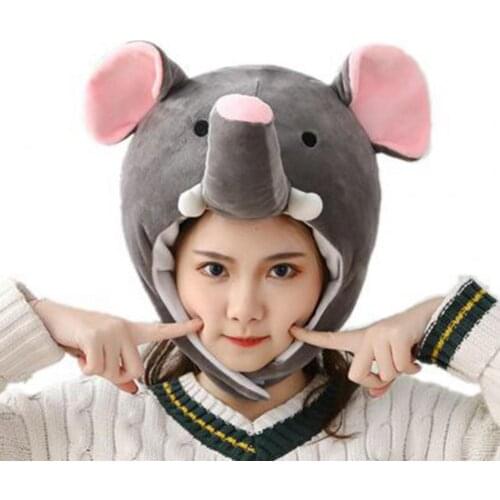Hat Cute Creative Hood Cartoon Soft Plush Stuffed Cosplay Elephant Cap Cosplay Hat Photo Prop Girl Birthday Gift for Winter