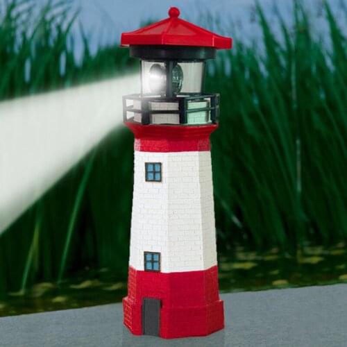 Solar Powered Lighthouse with Rotating Lamp Bulb Garden Ornament Patio Light MAZI888