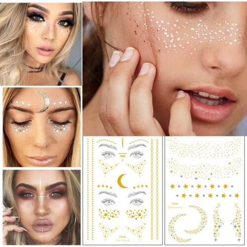 Face Flash Tattoo Festival Party Body Glitter Face Art Tattoo Sticker Eye Decals Eye Shadow Freckles Concealer Dot Pattern