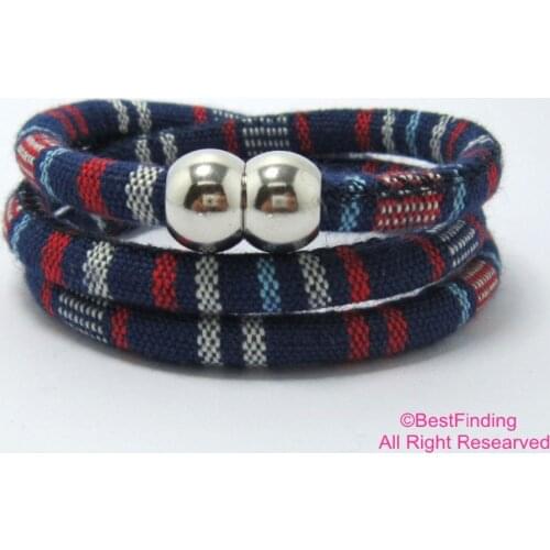 Navy blue mixed Fabric ethnic cord Stitched cotton cord Textile embroider cord