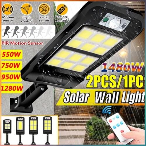 Ultra Big Outdoor Solar Light PIR Motion Sensor Wall Light Sensor Solar street lamp Waterproof Smart Remote Control Lamp COB