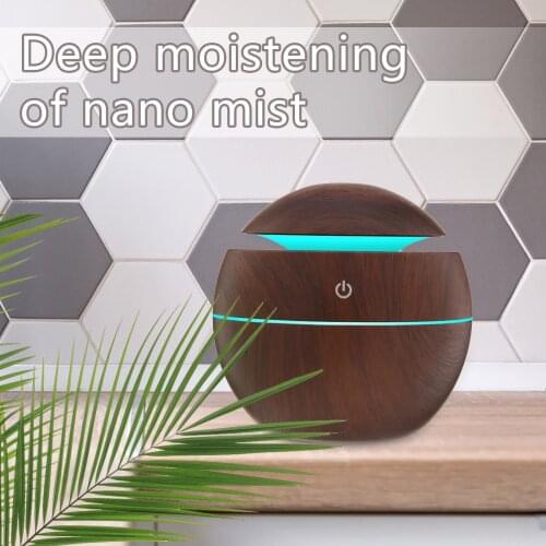 Ultrasonic Electric Humidifier Essential Aroma Oil Diffuser Wood Grain Air Humidifier Usb Mist Maker Led Mist Maker Light 40