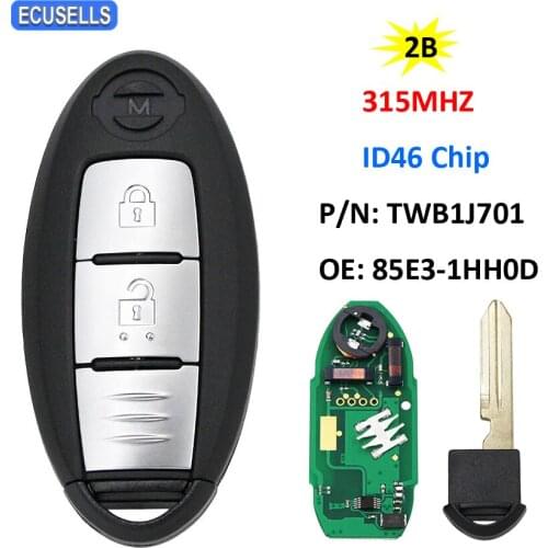 2 Button Smart Remote Car Key 315Mhz PCF7952A / HITAG 2 / 46 ID46 Chip TWB1J701 85E3-1HH0D for Nissan March K13 Micra K13 Leaf