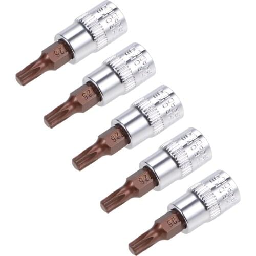 Uxcell 5Pcs 1/4-Inch Drive Bit Socket Torx T10/15/20/25/30/40 S2 Steel 38mm Length to DIY Hand-making Automotive Repairs