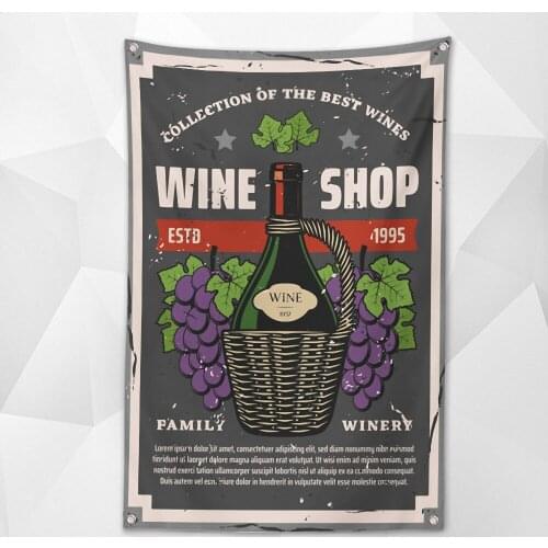 WINE SHOP Vintage Beer Festival Banner Wall Hanging Bar Wine Cellar Cafe Parties Decoration Beerfest Poster Tapestry Painting