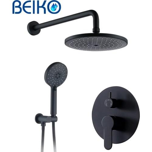 High Quality Shower Set Bathroon Faucet Round Rainfall Shower 8/10/12 Inch Wall Mounted Concealed Shower System Bathtub Mixer