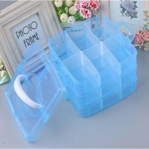 1pc X Storage Box 15*15*12.5cm 3 Layer Clear Plastic Jewelry Bead Storage Box Container Organizer Case Craft In Stock