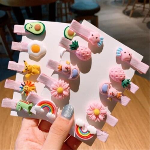 10PCS Japan And South Korea New Super Cartoon Cream Ice Rainbow Macaron Candy Childrens Hairpin Cute Girl Does Not Hurt Hair