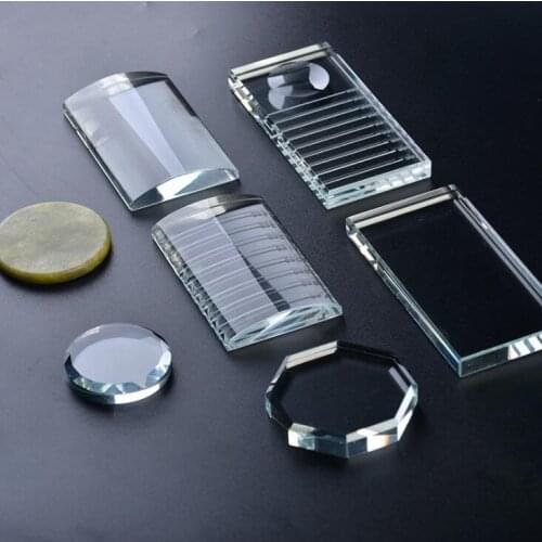 100pcs Eyelash Pallet Crystal Glass U Curved/Straight Stand Pad False Eyelashes Holder Transparent Glue Tray hot