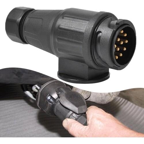 12V 13-Pin Trailer Plug Adapter 13-Pole Trailer Electrical Connector Black