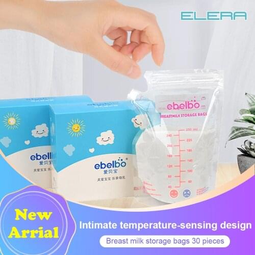 30pcs Milk Storage Bag Breast Milk Preservation Bag Big Capacity Milk Storage Bag 200 250ml Freezer Bag Portable Milk Storage