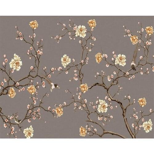 Beibehang Custom wallpaper Hand drawn flower and bird art decoration painting living room bedroom TV background 3d wallpaper