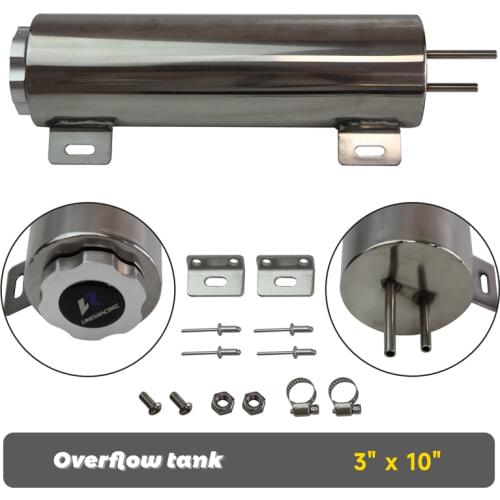 3" x 10" 3 x10 Polished Stainless Steel 34 oz Radiator Over Flow Tank Overflow SBC BBC