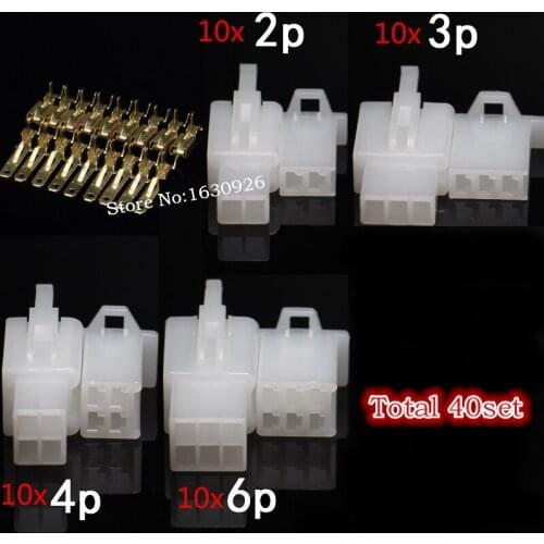 40 sets 2.8mm 2/3/4/6 Way/pin Electrical Connector Kits Male Female socket plug for Motorcycle Car ect