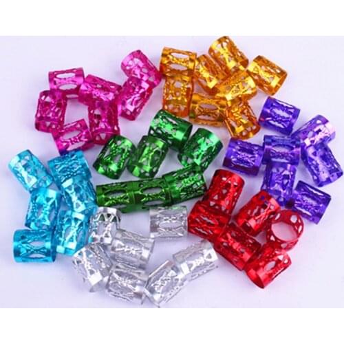 100 Pcs/bag Hair Dread Braids Gold Silver Micro Lock Tube Beads Adjustable 8x9mm Cuffs Clips for African Braids Hair Accessories