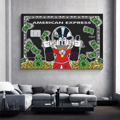 Alec Monopoly Disney Donald Duck Canvas Painting Graffiti Millionaire Money Street Art Posters and Prints for Living Room Home