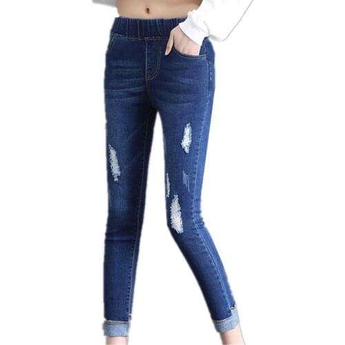 B2307 Free shipping spring summer 2020 new women thin section students girls' nine-point Jeans cheap wholesale