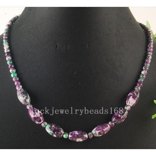 Free Shipping Fashion Jewelry 4~8x15mm Beautiful Purple Ocean Jaspe Beads Necklace 17.5" FG6428